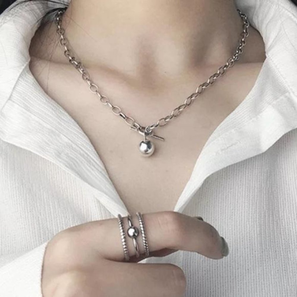 NEW 925 STERLING SILVER PENDANT CHOKER NECKLACE, NICE NECKLACE, CUTE NECKLACE